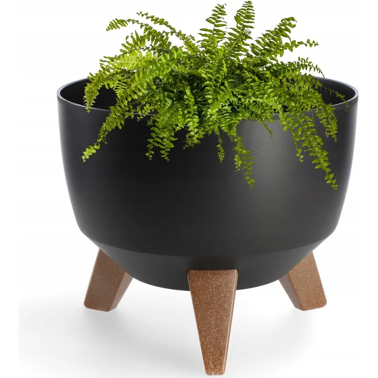 KADAX Blumentopf Blumentopf 24 cm Abdeckung + Einsteckbeine Blumenständer Schwarz – Bild 5