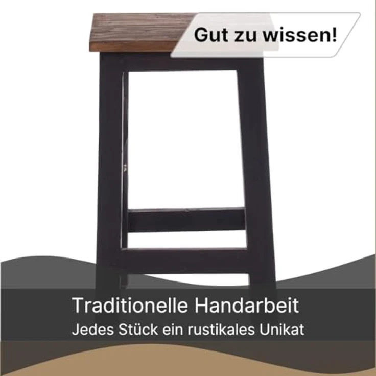 DESIGN DELIGHTS Hocker Sitzhocker MADERO, 48x30cm(HxB) Altholz Holzhocker, massivholz Hocker – Bild 7