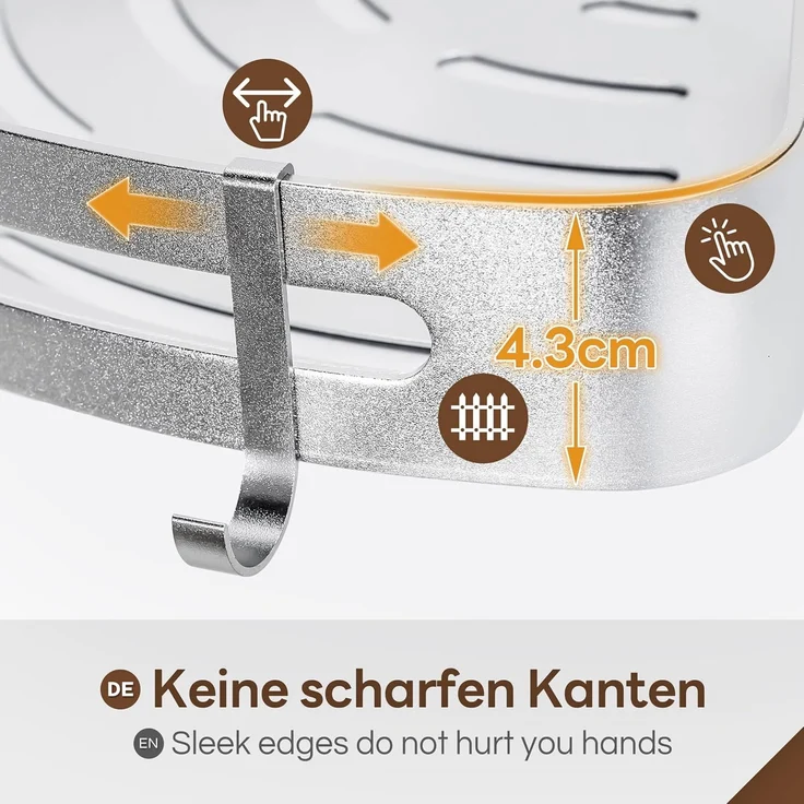 Yorbay Duschablage Duschregal ohne Bohrung, 3 Stücke Duschablage Eckregal Duschkorb, Mit Montagestoff, mit Haken, Dreieck Badregal aus Aluminium für Badezimmer Bad Küche Toilette – Bild 6