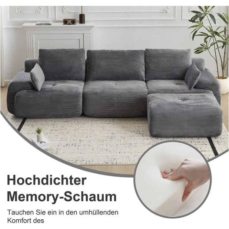 WHEELYOU Sofa Sofa 3-2-1 Sitzer mit Schlaffunktion – Wohnzimmersofa modern & bequem, Bequemes Sofa mit Bettfunktion – modern, kompakt und flexibel nutzbar – Bild 3