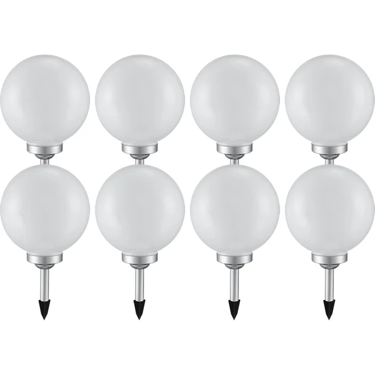 8er Set LED Solarleuchte, Kugel weiß, H 62 cm – Bild 1