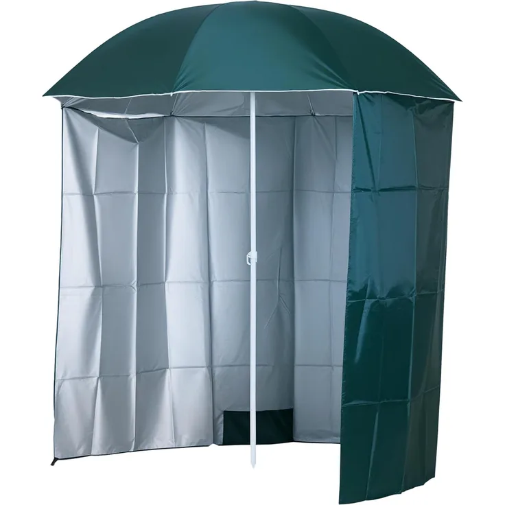 Outsunny Sonnenschirm Sonnenschutz mit Seitenwand, Strand,Polyester, Dunkelgrün, LxB: 220x220 cm, Sonnenschutz, Strandschirm, Φ2,2 x H2,2m