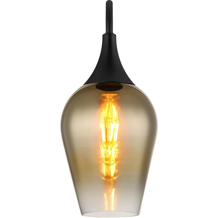 Ausgefallene LED Wandleuchte mit Schalter & Glasschirm Gold, Höhe 36cm – Bild 7