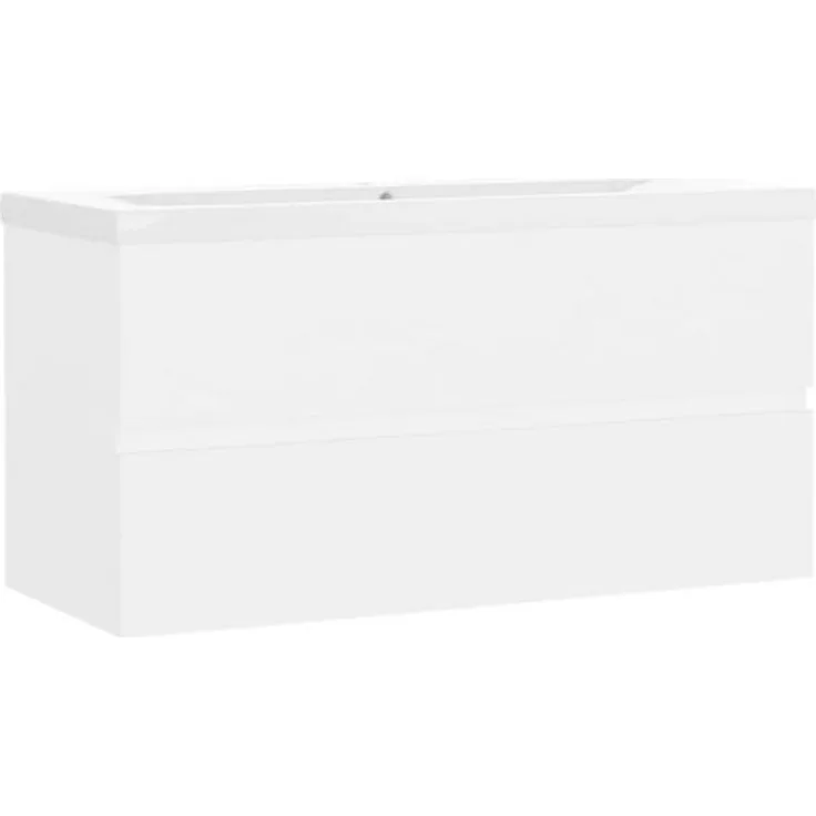 vidaXL Waschbeckenunterschrank mit Einbaubecken Weiß Spanplatte [3071558]
