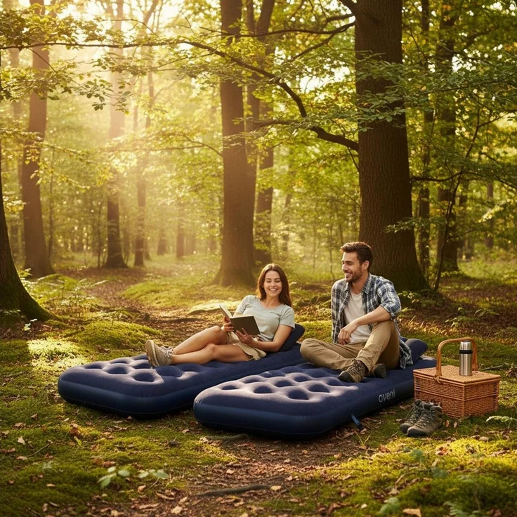 Avenli Luftmatratze Luftbett Camping für 1 Person 2 x 191 x 73x22 cm Single-Size, (aufblasbar Ideal als Reisebett oder Isomatte, 1-St, Set mit Luftpumpe und Kissen), Indoor und Outdoor mit beflockter Oberfläche – Bild 4