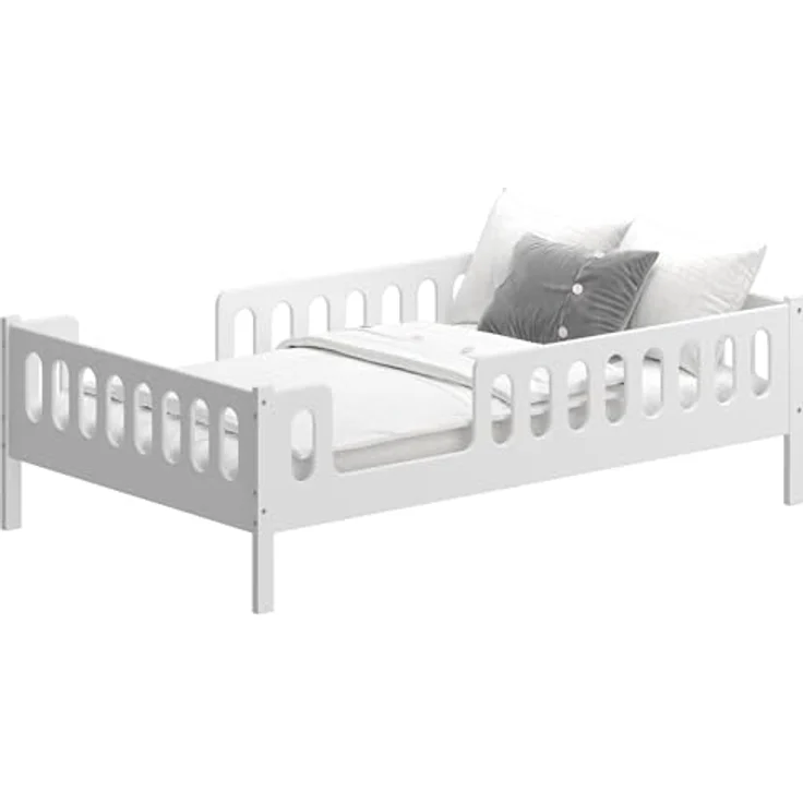 CADANI LARS 2in1 Kinderbett Jugendbett 120x200 cm Weiß, Rausfallschutz abnehmbar, Zum Jugendbett umbaubar – Bild 2