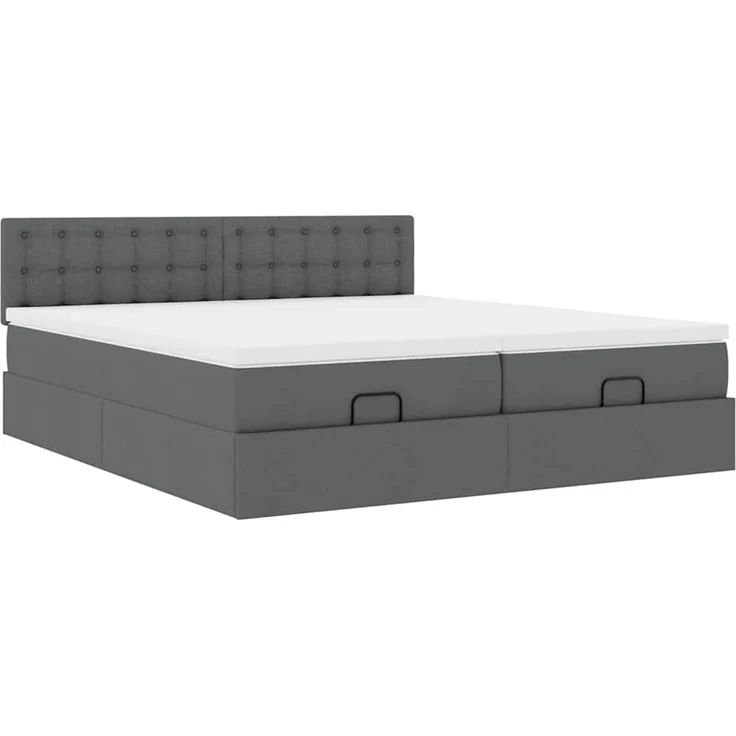 vidaXL Ottoman-Bett mit Matratzen Dunkelgrau 200x200 cm Stoff 3312044 – Bild 4
