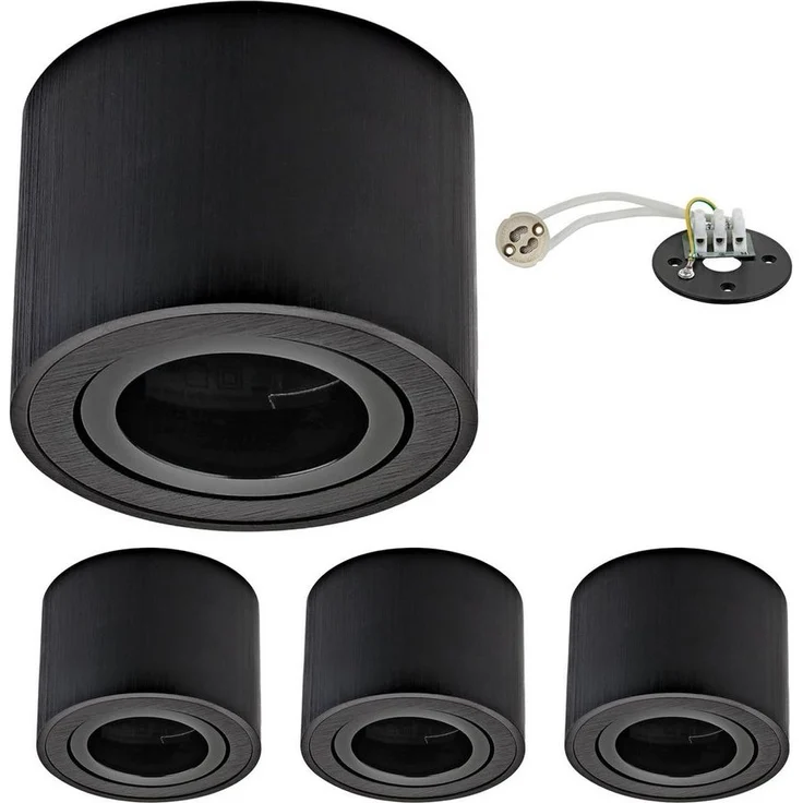 Sweet LED Aufbauleuchte 4er Set Aufbauspots flach 50mm Aluminium 230V schwarz, Aufbaustrahler LED, Aufbauspot, Deckenstrahler – Bild 5