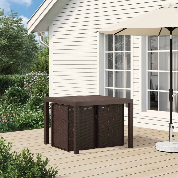 vidaXL Garten Esszimmerstühle 2 stk. Braun und Creme PP 899989 – Bild 3