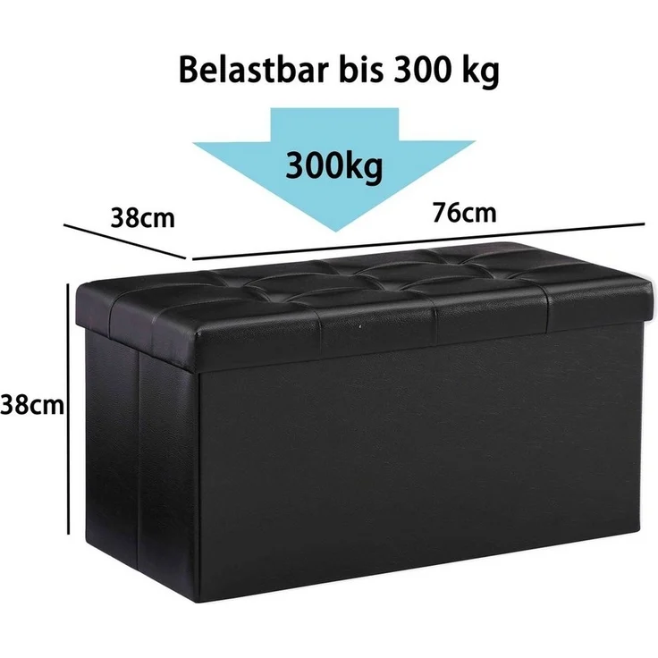 Zedelmaier Sitzbank Sitzbank mit Stauraum, Sitzhocker, Spielzeugtruhe, Fußhocker (ZD76PVC), Aus MDF-Platte und Kunstleder. Faltbar, bis 300 kg,Truhenbank – Bild 2