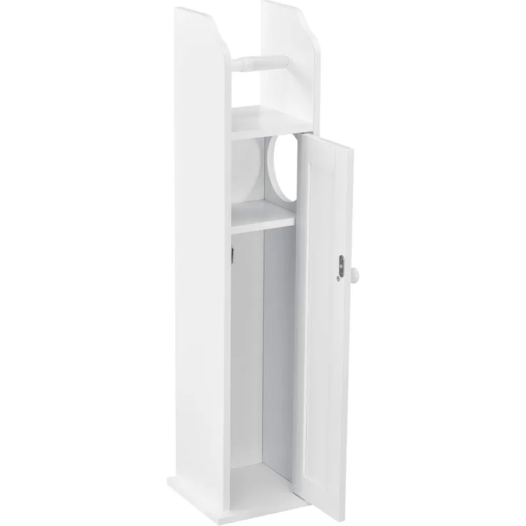 Toilettenpapierhalter Falkenberg 78x20x18 cm Badezimmerschrank mit Ablage Weiß en. casa