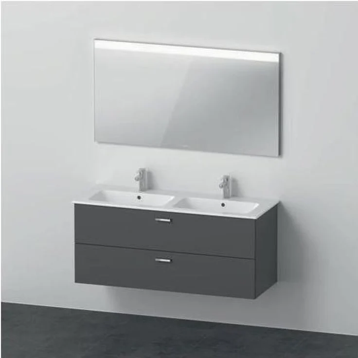Duravit Badmöbel-Set XBASE 1300mm mit Wandspiegel GOOD und LED-Randlichtfeld, graphit matt