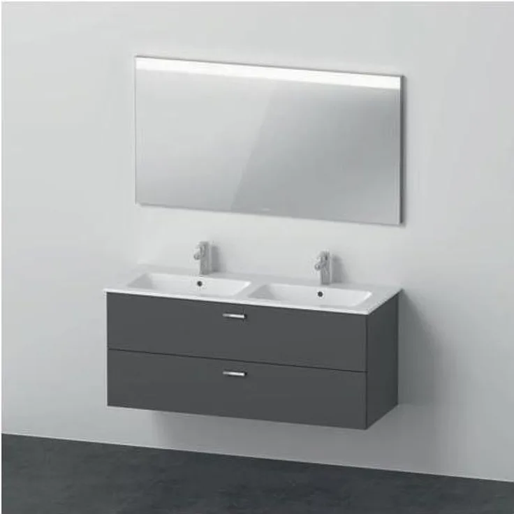 Duravit Badmöbel-Set XBASE 1300mm mit Wandspiegel GOOD und LED-Randlichtfeld, graphit matt