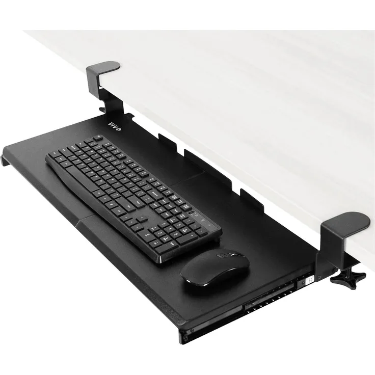 VIVO Große Klemmbare Computer Tastatur- und Mausablage zur Montage unter dem Schreibtisch, 69x28 cm Ausziehbare Plattform Schublade, Schwarz, MOUNT-KB05E