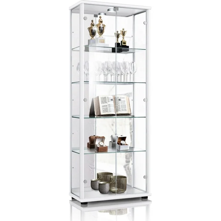 K-Möbel Glasvitrine C1084 (Glasvitrine (176x67x33 cm) mit 2 Glastüren) Glasvitrine stehend – Bild 1