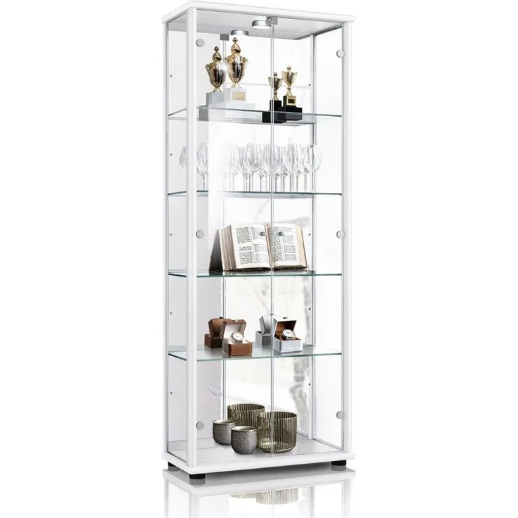 K-Möbel Glasvitrine C1084 (Glasvitrine (176x67x33 cm) mit 2 Glastüren) Glasvitrine stehend