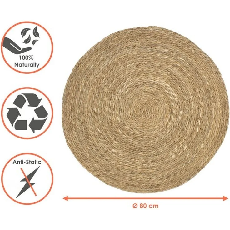 Spetebo Teppich aus Seegras Ø 80 cm, rund, Höhe: 10 mm, für Fußbodenheizung geeignet – Bild 4