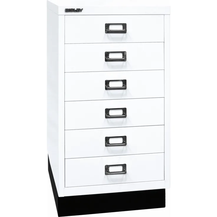 Bisley MultiDrawer™, 29er Serie mit Sockel, DIN A3, 6 Schubladen, Farbe verkehrsweiß