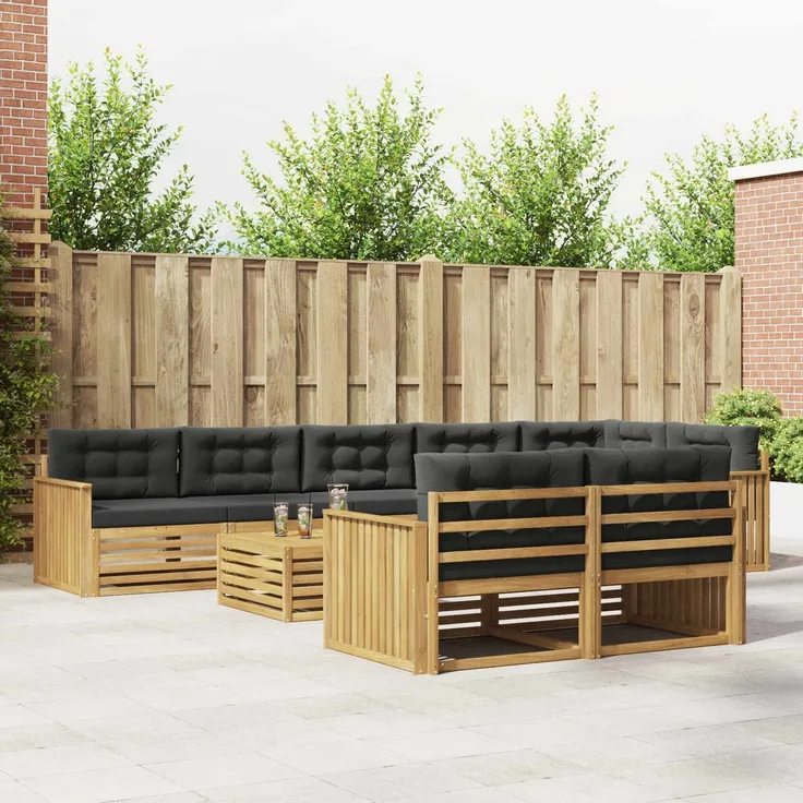 vidaXL Outdoor-Sofagarnitur 9 stk. 8-Sitzer Weiß und Anthrazit 3390722