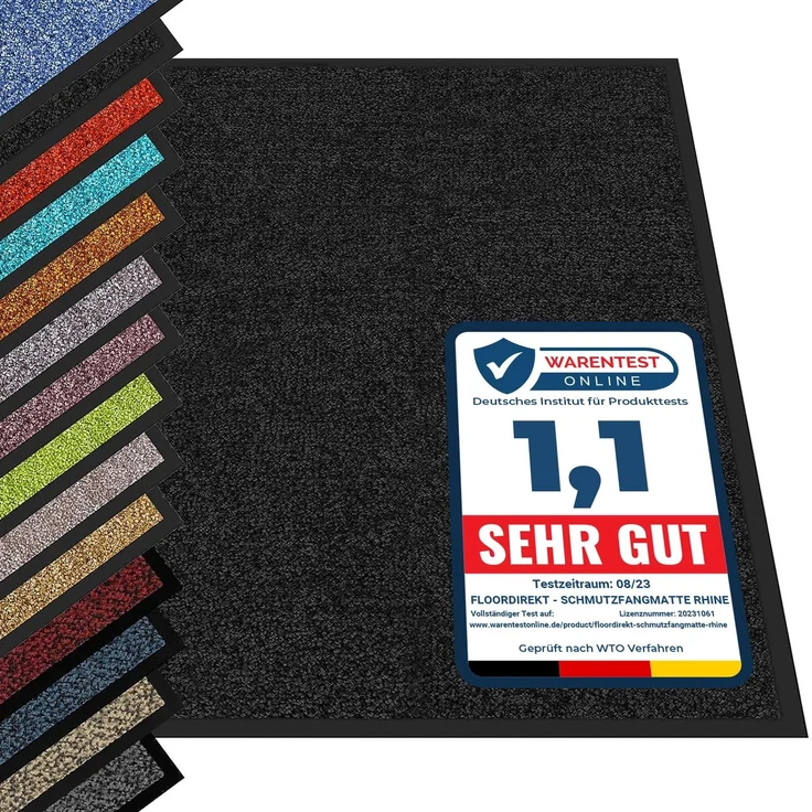 etm Hochwertige Fußmatte | schadstoffgeprüft | bewährte Eingangsmatte in Gewerbe & Haushalt | Schmutzfangmatte mit Top-Reinigungswirkung | Sauberlaufmatte waschbar & rutschfest (90x300 cm, Schwarz)