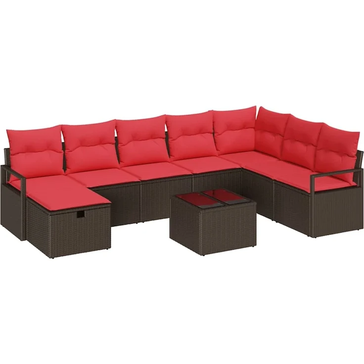 vidaXL Sofa Set 9 stk. Braun Poly-Rattan 3359243 – Bild 2