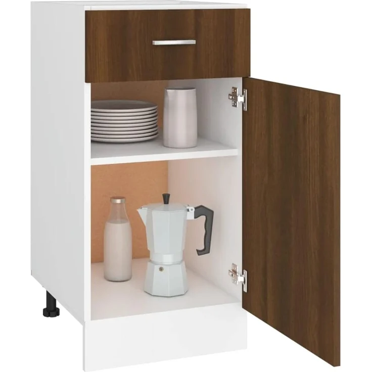 vidaXL Unterschrank, Küchenschrank mit Schublade 2 Fächern, Geschirrschrank für Küche, Küchenunterschrank Schrank Küchenmöbel, Braun Eichen-Optik – Bild 5