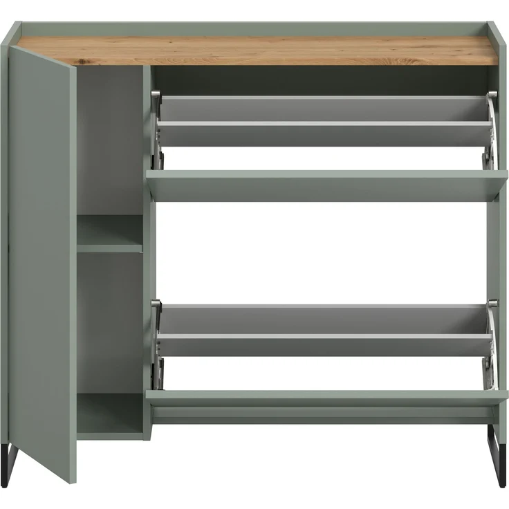 Schuhkommode B/H/T: 97x110x32 cm in Salbei Nachbildung und Artisan Oak Nachbildung – Bild 3