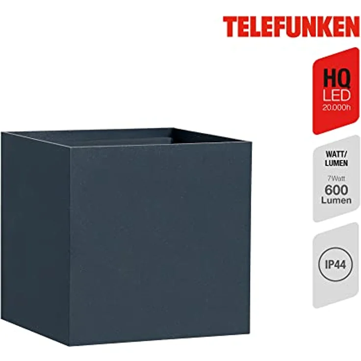 TELEFUNKEN LED Außenleuchte Telefunken 303405TF Up&Down Wandleuchte, IP44 spritzwassergeschützt, neutralweiße 4000K, anthrazit grau – Bild 2