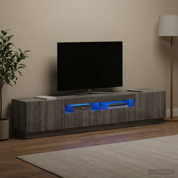 vidaXL LED-TV-Schrank HOORN 3 stk. Sonoma-Grau Holzwerkstoff 3416847 – Bild 3