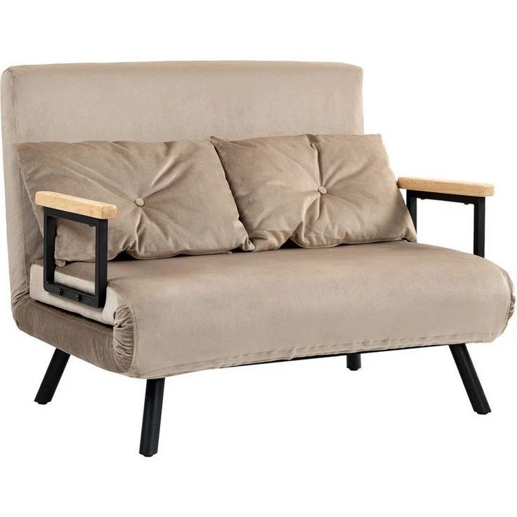 HOMCOM Schlafsofa Polystersofa mit Samtoptik und Rückenkissen, Klappbett 1 Teile, mit Verstellbarer Rückenlehne, Blau – Bild 1