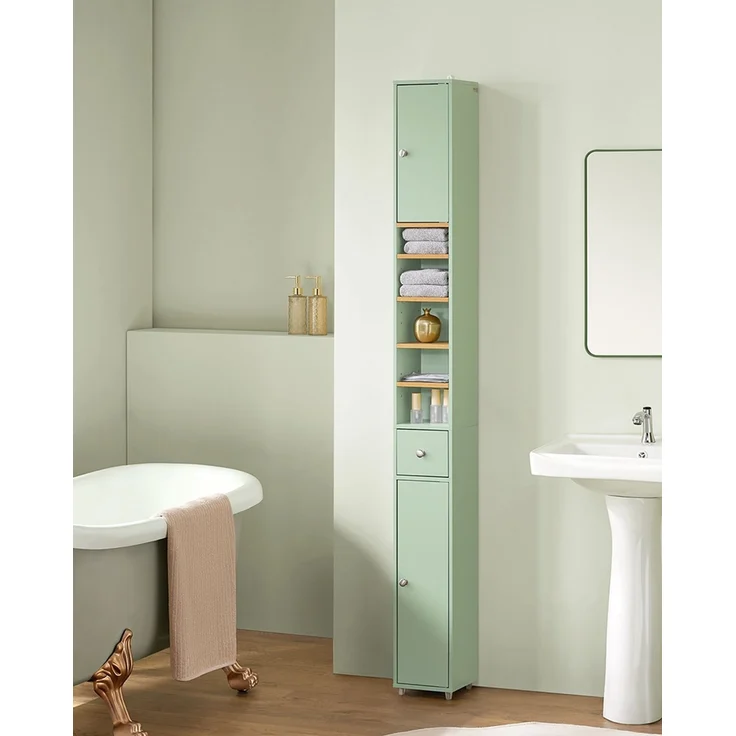 SoBuy BZR34-GR Badezimmer-Hochschrank, MDF, Lackiert, Grün, 20 x 180 x 20 cm – Bild 5