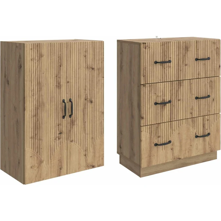 vidaXL Schrankset 2 pcs Artisan-Eiche 66 x 34,5 x 87 cm Holzwerkstoff 3416807 – Bild 3