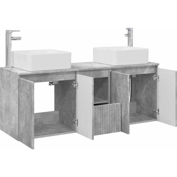 vidaXL Badezimmerschrank-Set 3 stk. Betongrau 135 x 35 x 80 cm 3405660 – Bild 4