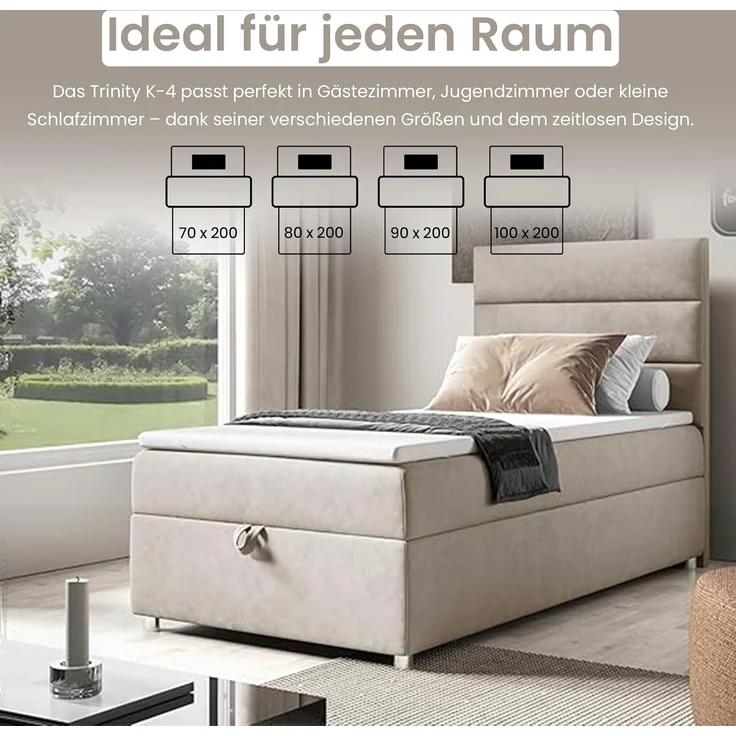 Best For Home Box Spring Bed with 7-Zone Bonell Spring Mattress, Box Spring Bed with Mattress and Storage Space – Bild 4