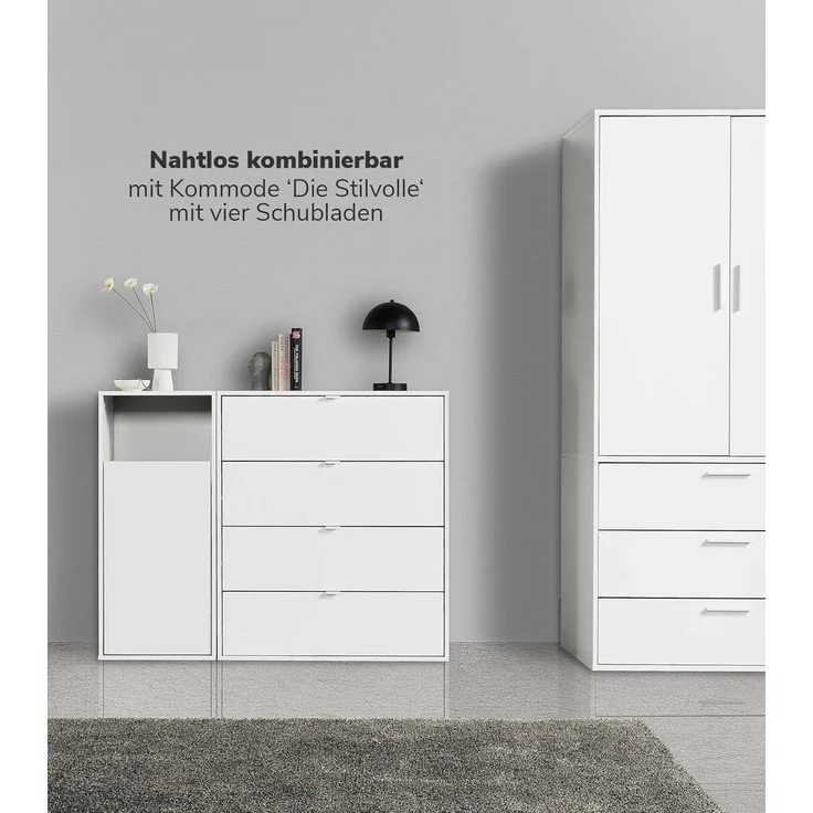 mokebo Wäscheschrank Der Wäschehüter (1-türig) Wäschekorb oder Wäschesammler mit Magnetverschluss in Weiß – Bild 5