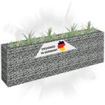DELUKE® Gabionen Hochbeet ROON aus Stahl 180x30x60cm Steinkorb Gabionengitter Ziergabione Steingabione Drahtkorb befüllbar
