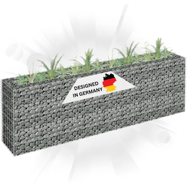 DELUKE® Gabionen Hochbeet ROON aus Stahl 180x30x60cm Steinkorb Gabionengitter Ziergabione Steingabione Drahtkorb befüllbar