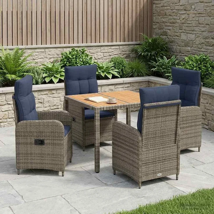 vidaXL Outdoortisch-Set 5 stk. Grey and Navy Blue 90 x 90 x 75 cm 3422287 – Bild 3