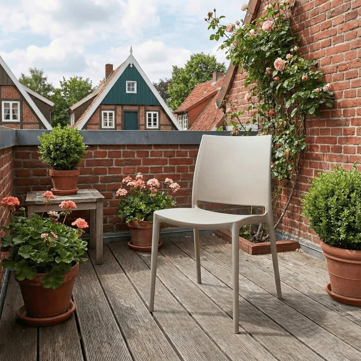 CLP Gartenstuhl Meton mit Lehne stapelbar wetterfest UV-beständig bis 150 kg,taupe – Bild 3