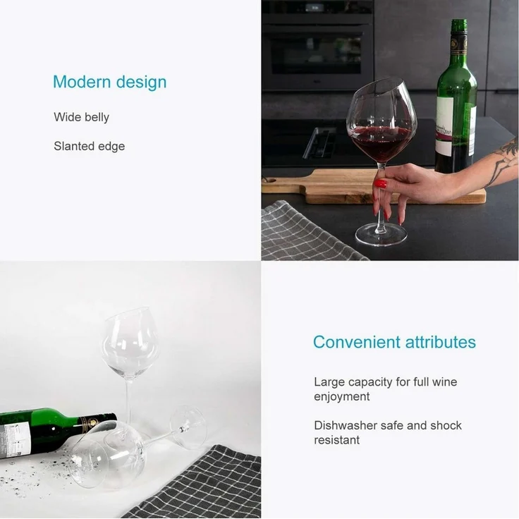 Intirilife Weinglas, 2-tlg, Glas, Wein Glas Set 470 ml Rotwein Weißwein Gläser Spülmaschinenfest (2-tlg) – Bild 3