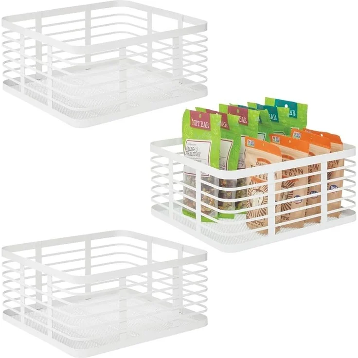mDesign Allzweckkorb Drahtkorb Gitterbox Aufbewahrung 3er Set Metall Weiß – Bild 9