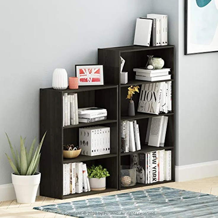 Furinno Regal mit 4 Fächern, Verbund-Holz, Espresso, 23. 88x23. 88x105. 92 cm – Bild 3