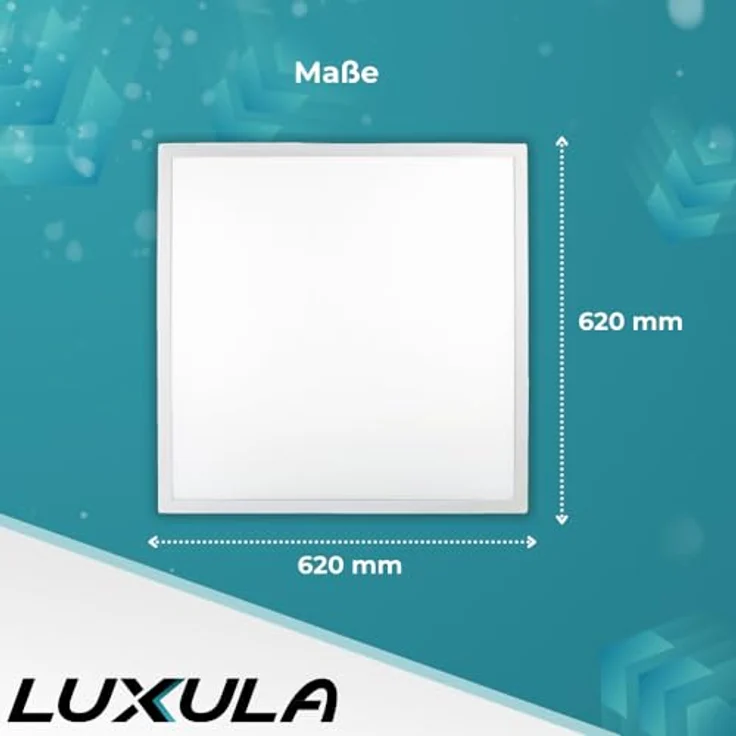 LUXULA LED Panel 62x62cm, 36W 3600lm Neutralweiß, flimmerfrei, mit Netzteil 230V, Einlegeleuchte für Rasterdecke, Büroleuchte Gewerbe – Bild 4