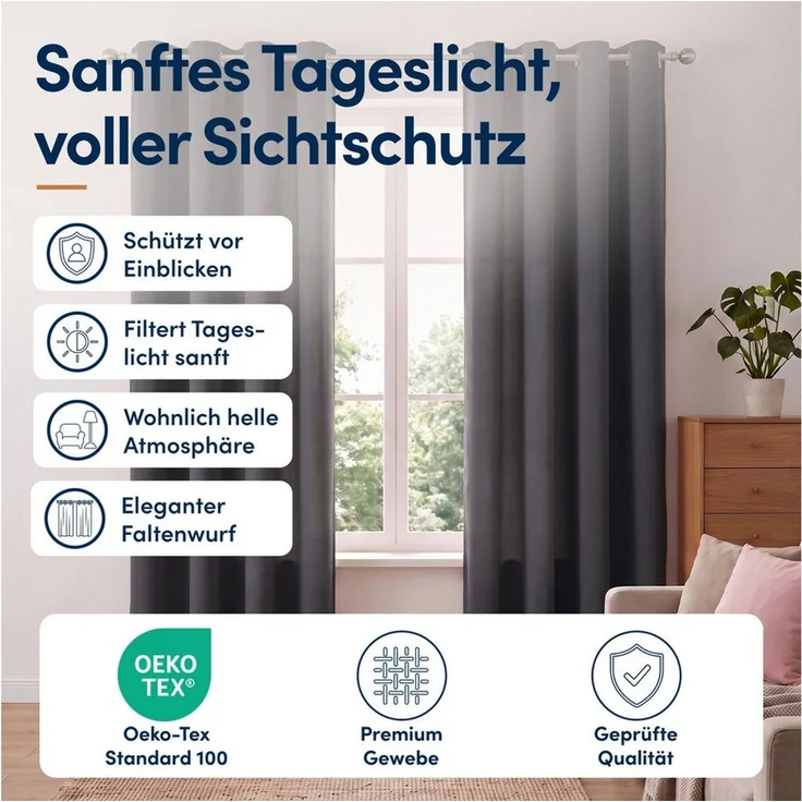 Stoffschmiede Gardine Blickdicht - Kräuselband & Ösen, Ösen – Bild 2