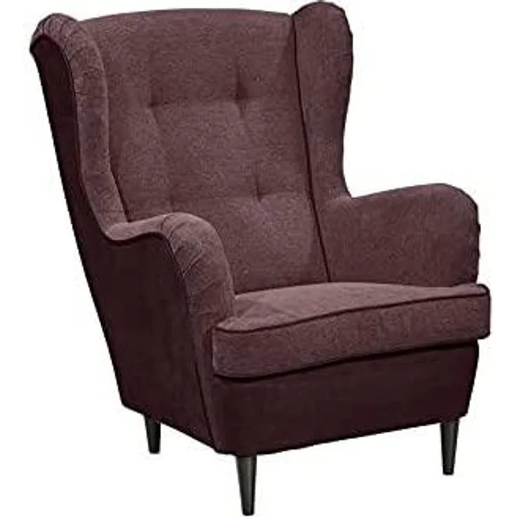 Sessel OMADO 2 Fernsehsessel Ohrensessel Stoff aubergine