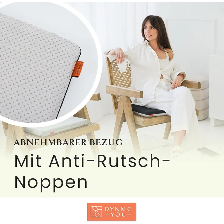 DYNMC you Sitzkissen Stuhlkissen 40x40 - Eckig Set Mittelhart, Sitzkissen Bank Memory Schaumstoff - Sitzpolster Stuhl – Bild 3