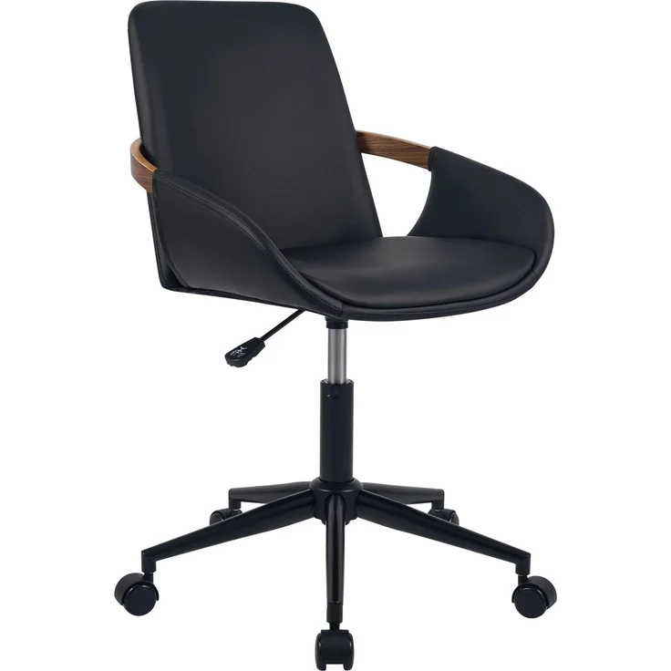 CLP Bürostuhl Daina Kunstleder höhenverstellbar 360 Grad drehbar mit Rollen,walnuss/schwarz – Bild 1
