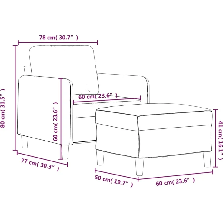 vidaXL Sessel mit Hocker Dunkelgrün 60 cm Samt 3201166 – Bild 6