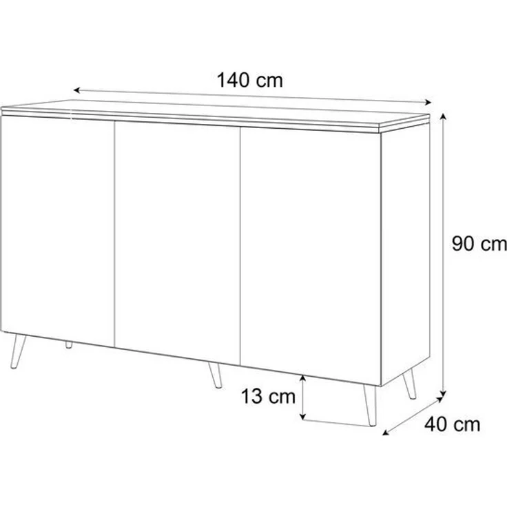 Lookway Kommode AURORA II Kaschmir Hängende Anrichte mit Dreitürige oder auf Beinen – Bild 4