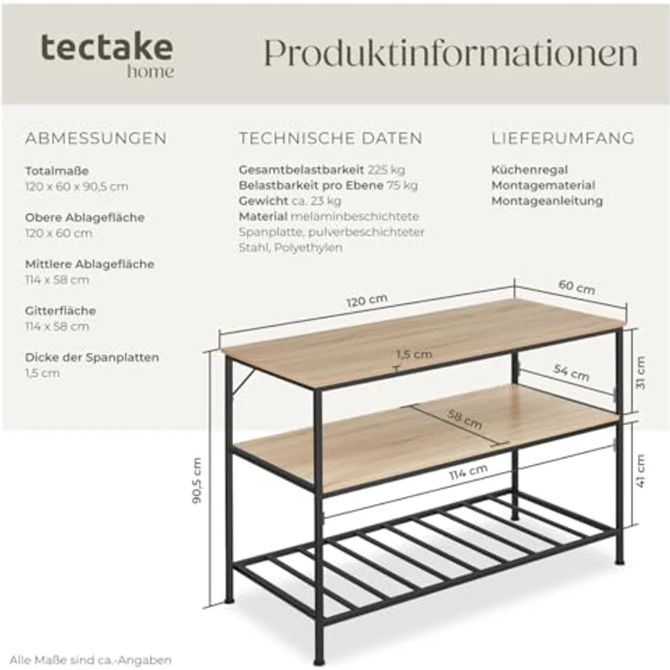 tectake Küchenregal Akeley, Einzelstück, Industrial Style – Bild 4